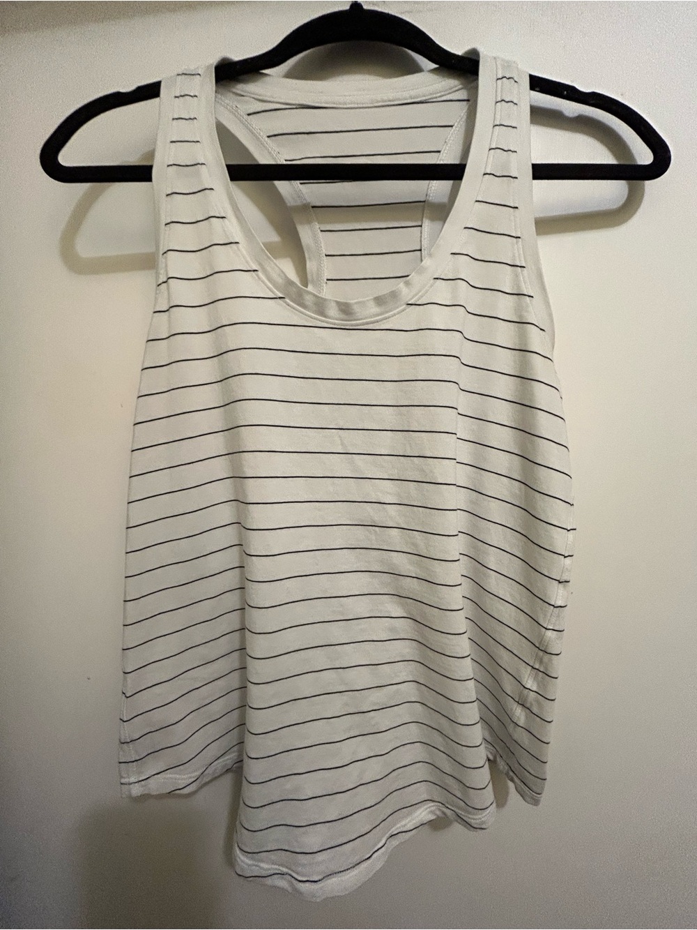 Lululemon Women’s White W/Black Striped Racerback Style Tank Top, No Tag